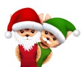 Funny Dog Santa and Elf. Christmas concept Royalty Free Stock Photo