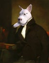 Funny Dog, Vintage Oil Painting