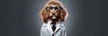 Funny Dog Wearing A Quirky Scientists Lab Coat And Glasses Funny Dog, Scientist Lab Coat, Quirky Gla