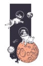 Funny dogs astronauts. Animals in space. Sample print for T-shirts.