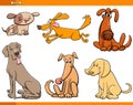 Funny dogs cartoon characters set