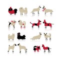 Funny dogs collection, sketch for your design Royalty Free Stock Photo