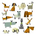 Funny dogs collection, sketch for your design Royalty Free Stock Photo