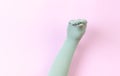 Funny doll sock on pink background, hand theater -  Image Royalty Free Stock Photo