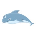 Funny dolphin icon, cartoon style