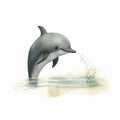 Happy Dolphin Watercolor Illustration With Minimal Retouching