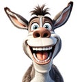 Funny donkey with a big smile. Generative AI Royalty Free Stock Photo