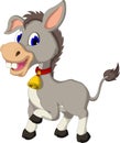 Funny donkey cartoon with wearing bell Royalty Free Stock Photo