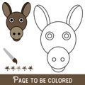 Funny Donkey Face to be colored, the coloring book for preschool kids with easy educational gaming level.vector Royalty Free Stock Photo