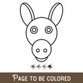 Funny Donkey Face to be colored, the coloring book for preschool kids with easy educational gaming level, medium.vector Royalty Free Stock Photo