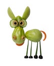 Funny donkey made of green tomato