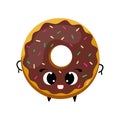 Funny donut cartoon character, happy donut vector, donut with eyes. sweet dessert vector illustration Royalty Free Stock Photo