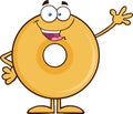 Funny Donut Cartoon Character Waving Royalty Free Stock Photo