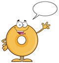 Funny Donut Cartoon Character Waving