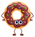 Funny donut character. Cratoon happy pastry mascot