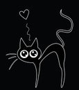 Funny doodle cat in love