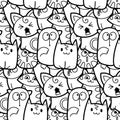 Funny doodle cats and kittens seamless pattern for prints, designs and coloring books