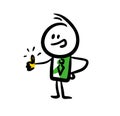 Funny doodle man showing thumb vector illustration.