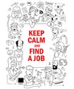 Funny Doodle People around Red Quote Text Work Hard, Play Hard