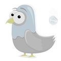 Funny dove character on a white background. Cartoon animals for animation or graphic design. Royalty Free Stock Photo