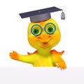 Funny dragon character graduation cap diploma 3d render