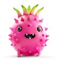 Funny dragon fruit character with an open mouth