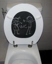 Funny Drawing On Toilet Seat Cover