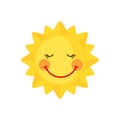 Funny dreaming Sun icon in flat style isolated on white background Royalty Free Stock Photo