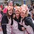 Funny dressed up and happy women in the carnival parade of Delft, the Netherlands