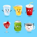 Funny drink characters cartoon
