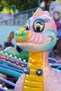 Funny duck at a children carousel