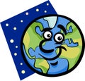 Funny earth planet cartoon illustration