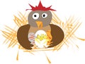 Funny easter applique with hen, eggs and chicken Royalty Free Stock Photo