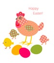 Funny easter applique with hen, eggs and chicken Royalty Free Stock Photo