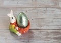 Funny Easter background with bunny, sheep and Easter eggs. Letter of wishes for Easter. With cospyspaces Royalty Free Stock Photo