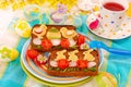 Funny easter breakfast for child Royalty Free Stock Photo