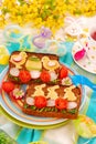 Funny easter breakfast for child Royalty Free Stock Photo