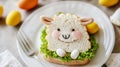Funny easter breakfast for child. Funny easter breakfast Royalty Free Stock Photo