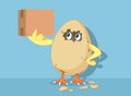 Funny Easter Chick Hatching Egg Holding Delivery Package Royalty Free Stock Photo