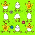 Funny Easter chicks and eggs set illustration