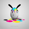 Funny Easter egg with rabbit ears, Cyan, magenta, yellow, black