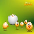 Funny Easter eggs chicks - background illustration - Happy easter card Royalty Free Stock Photo
