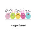 Funny Easter eggs. Happy Easter greeting card