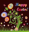 Funny easter greeting card with tree Royalty Free Stock Photo
