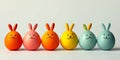 Funny easter smiling eggs with bunny ears Royalty Free Stock Photo