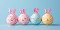 Funny easter smiling eggs with bunny ears Royalty Free Stock Photo