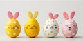 Funny easter smiling eggs with bunny ears Royalty Free Stock Photo