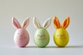 Funny easter smiling eggs with bunny ears Royalty Free Stock Photo