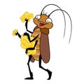 Funny eat cockroach icon cartoon vector. Vermin creepy