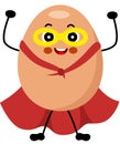 Funny egg mascot in traditional superhero costume